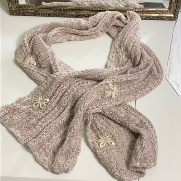 Accessories - Embellished blush color scarf flower detail